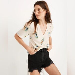 Madewell Silk Shirred-Front Top in Classic Corsage Sz 00